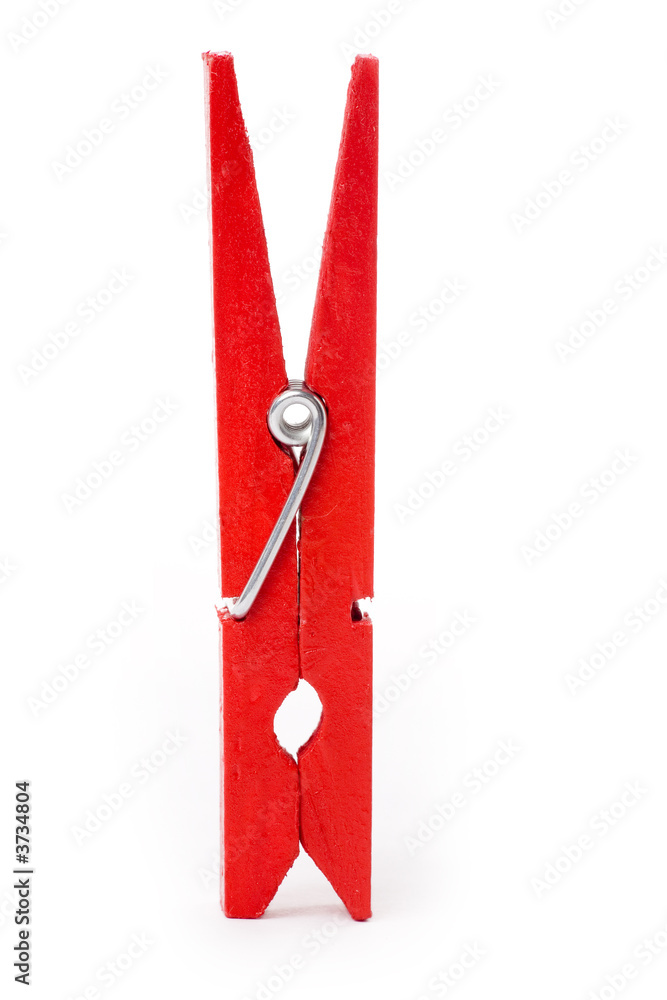 Clothespin with white background, close up shot Clothespin with white background, close up shot