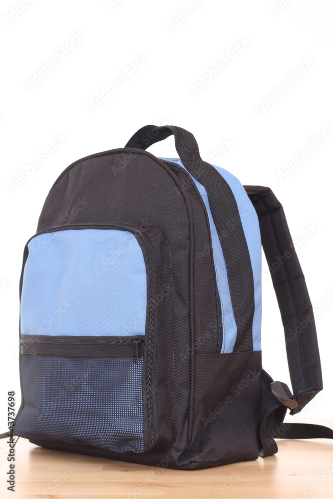 blue backpack isolated on white - back to school blue backpack isolated on white - back to school