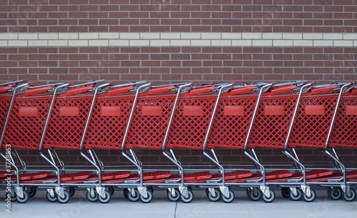 Shopping carts in a row