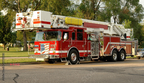 Fire truck on residential street
