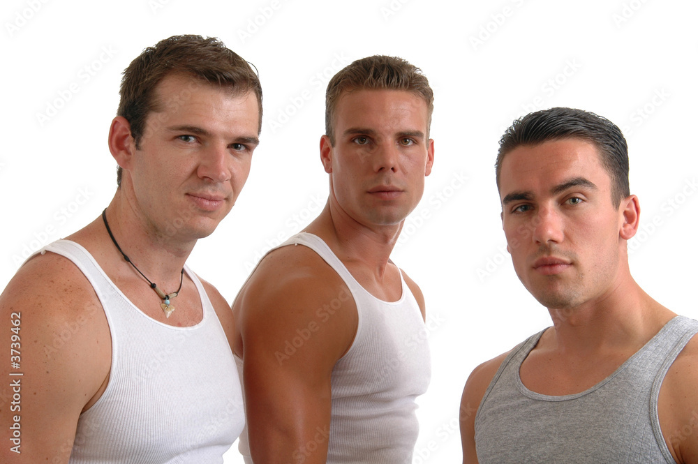 Three handsome young men standing together Three handsome young men standing together