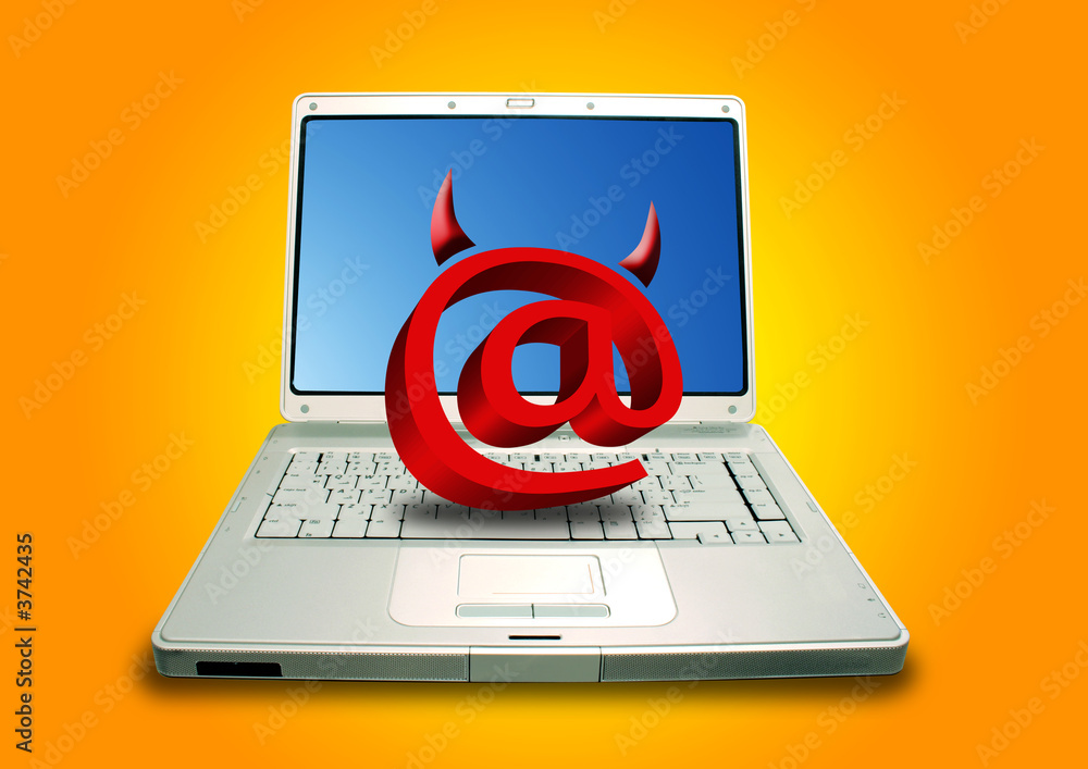 Laptop and Email symbol in devil shape Stock-Illustration | Adobe Stock