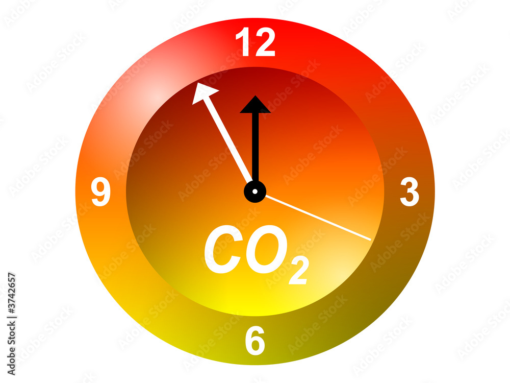 CO2-Uhr, 5 vor 12 Stock Illustration | Adobe Stock