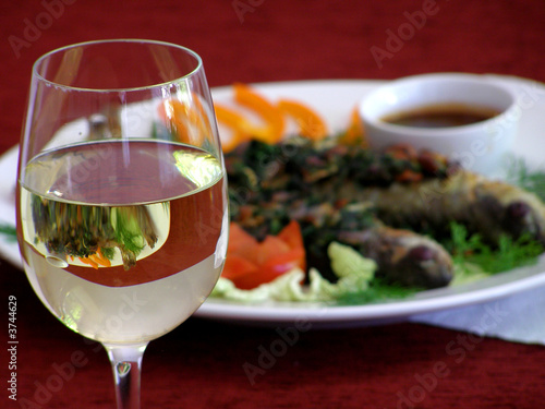 wineglass and fish