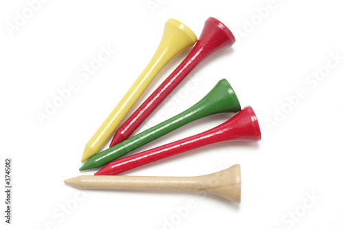 Golf Tees on White Background