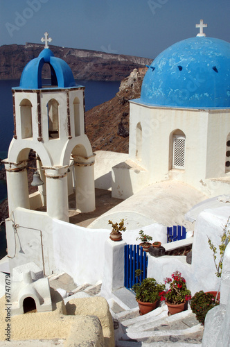 greek island church over aegean sea santorini greece