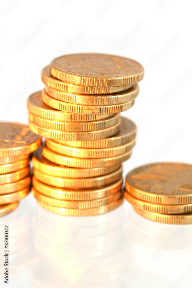 Gold Coins ~ stacks of Australian one dollar coins Gold Coins ~ stacks of Australian one dollar coins
