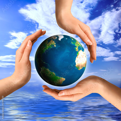 Fototapeta Naklejka Na Ścianę i Meble -  Conceptual recycling symbol with Earth globe Environment concept