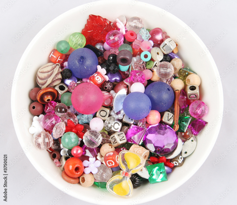 Bowl of beads and buttons - craft supplies.