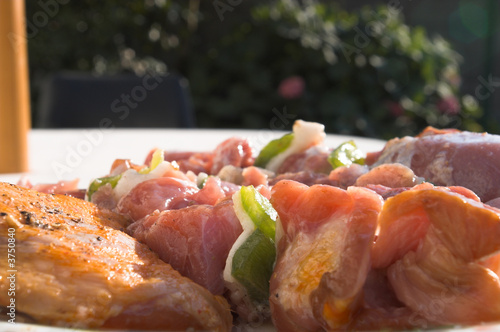 Meat for barbecue on spit