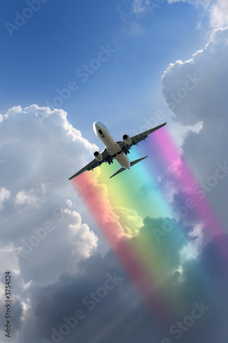 Plane Flying Through the cumulus clouds