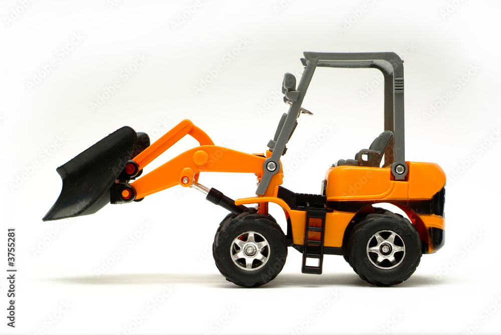 Small model bulldozer on white Small model bulldozer on white