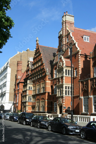 London Kensington Street with Victorian Apartment Buildings