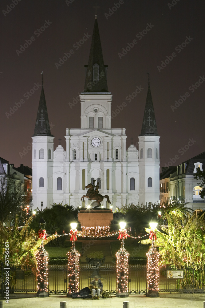 New Orleans landmark, St. Louis Cathedral & Jackson Monument,