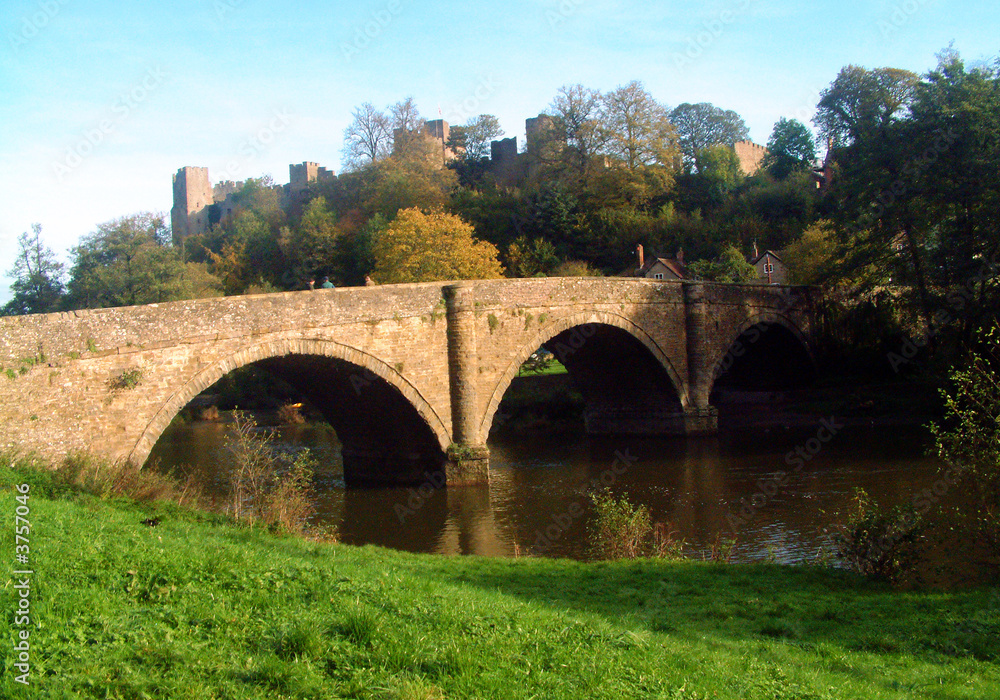 River bridge and castle at Ludlow