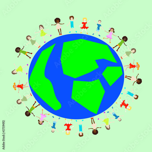 Group of kids on a planet e...