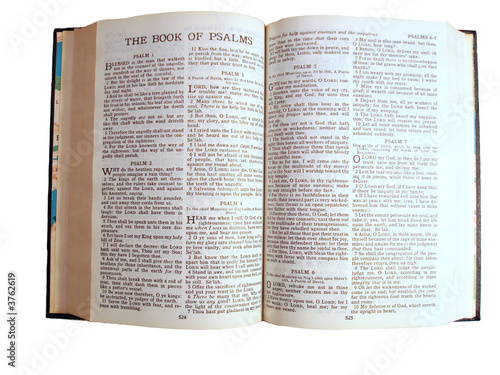 Holy Bible opened to the Book of Psalms