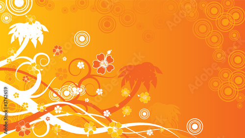 Summer scene, palms, vector