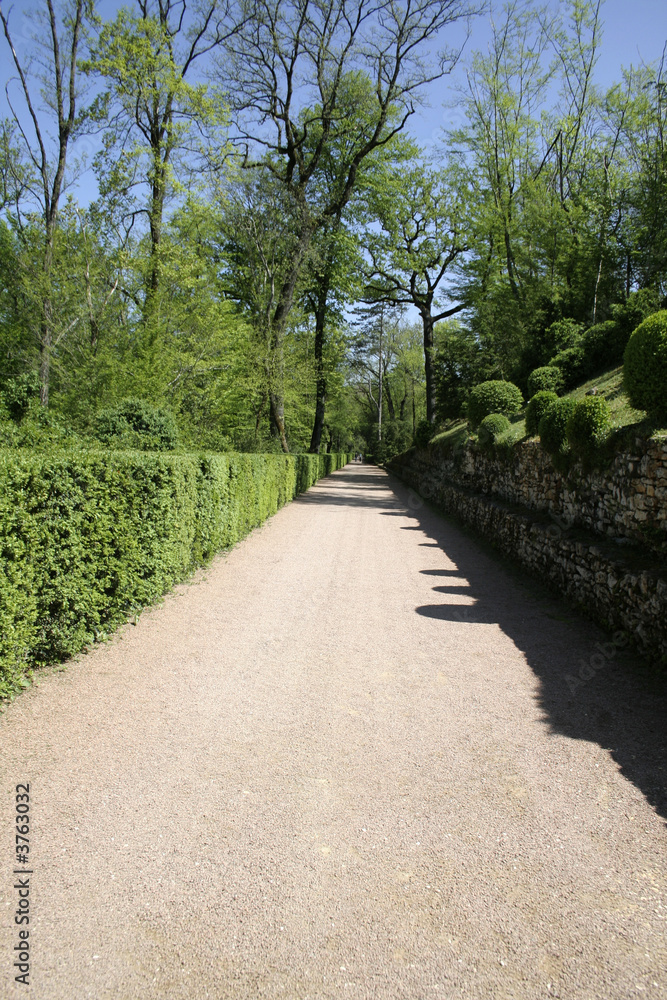 pathway leading around the gardens of marqueyssac, france