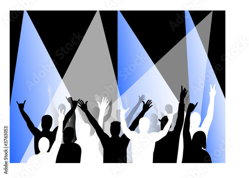 Happy Dancing Audience -People Blue