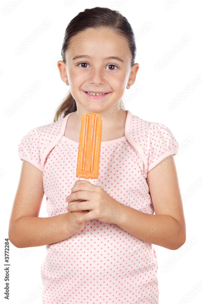 Girl eating an ice cream a over white background Girl eating an ice cream a over white background