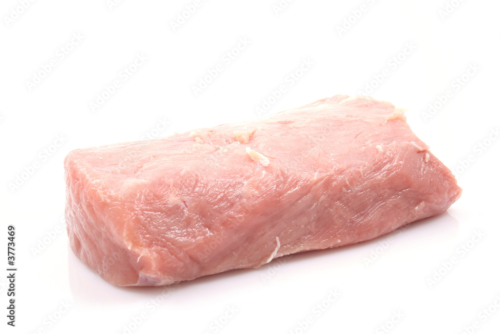 boneless pork meat isolated on white
