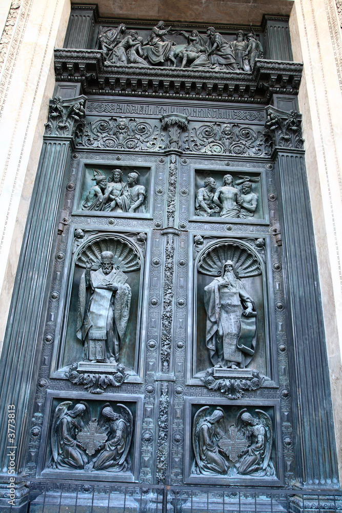 Door of cathedral of Saint Isaac , Saint-Petersburg, Russia