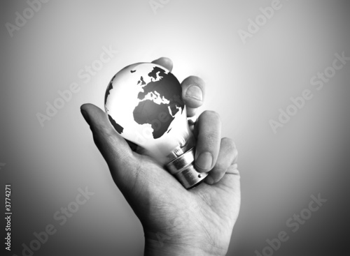 A man holding the world in his hands.