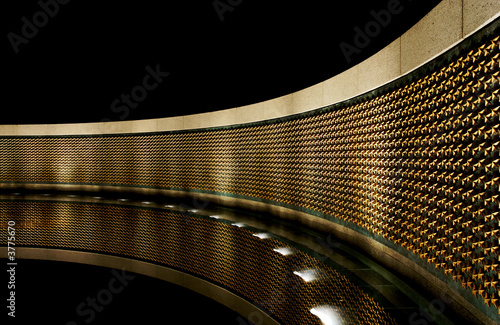 Night Shot of the World War II Memorial Star Wall
