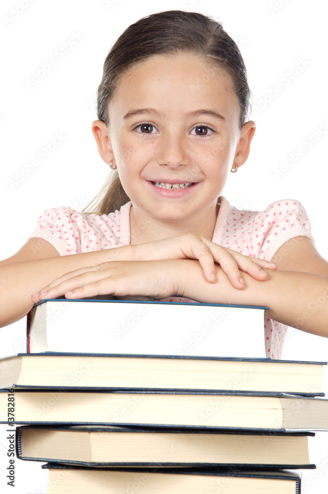 adorable girl studying a over white background adorable girl studying a over white background