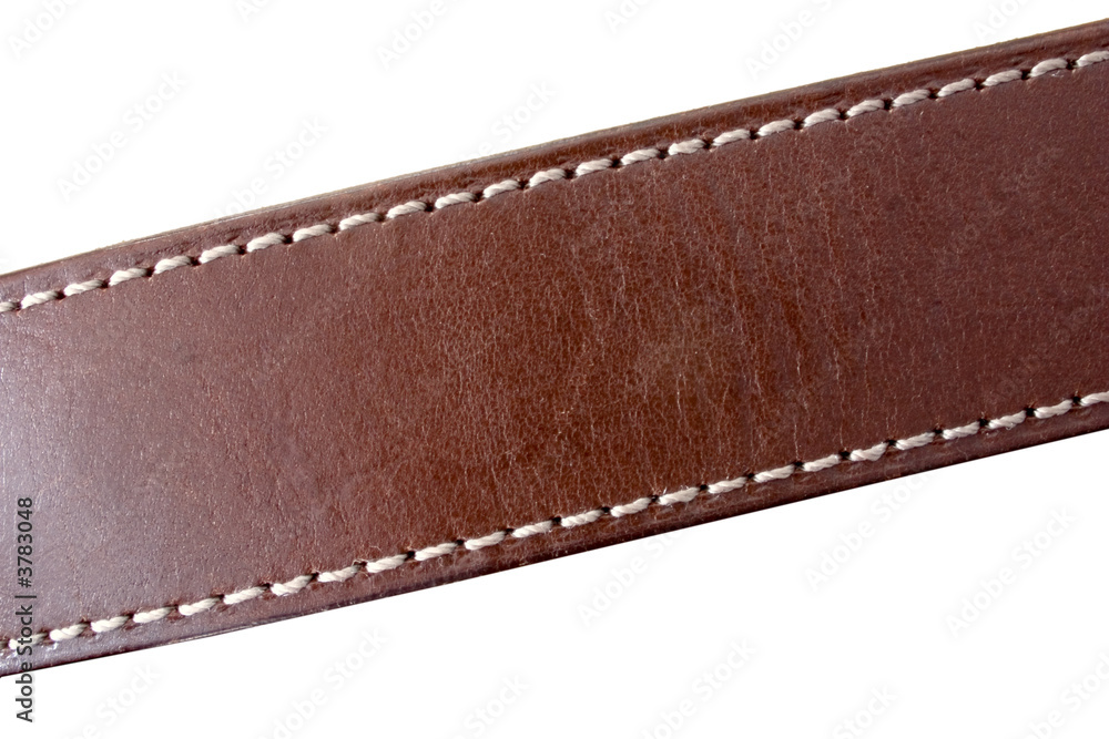 a stitched leather belt on white