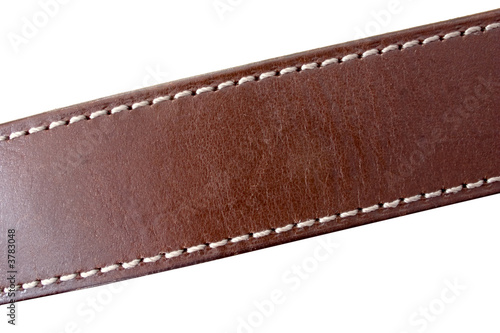 a stitched leather belt on white