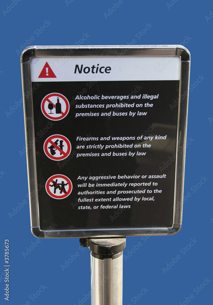 bus station rules sign