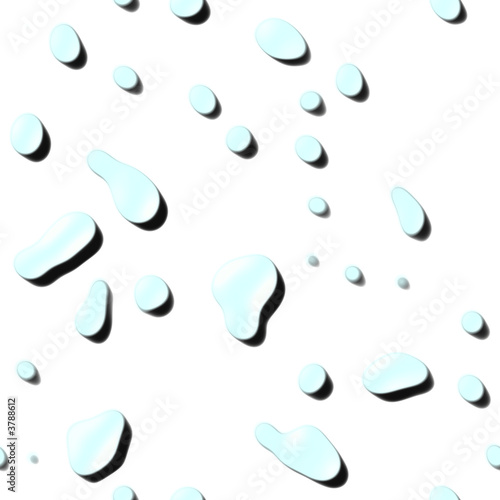 pale blue water drops on a white background