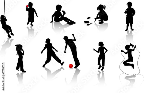 Silhouette girls and boys.