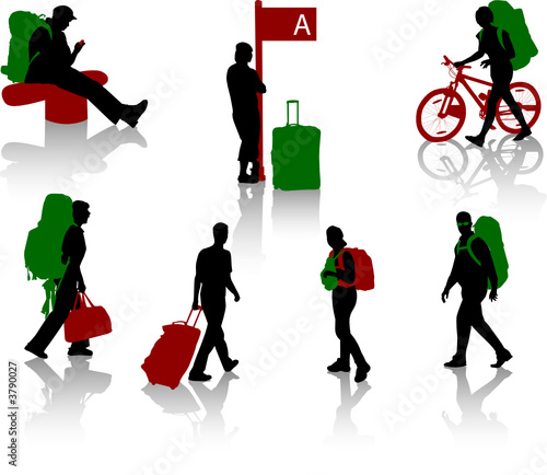 Silhouettes of tourists