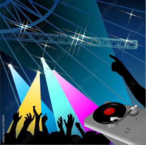 Silhouettes of people dancing on the dancefloor 
