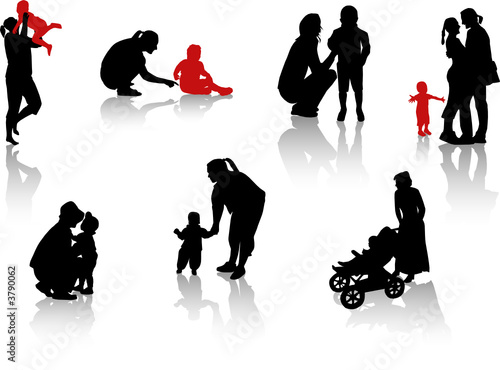 Silhouettes of parents with children-1