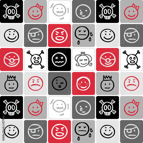 smileys motif damier