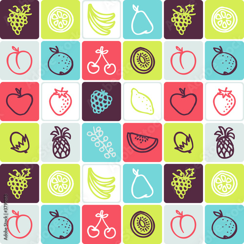 fruits motif damier