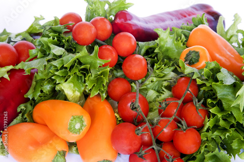 Fresh tomatoes, peppers and lettuce.