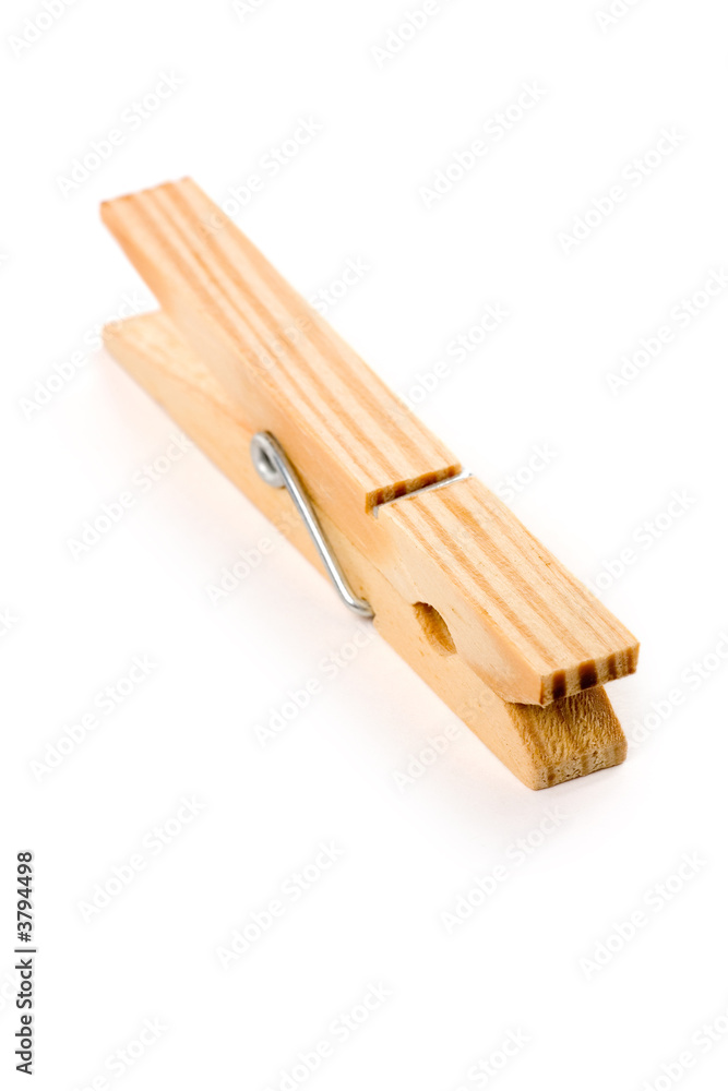 Clothespin with white background, close up shot Clothespin with white background, close up shot
