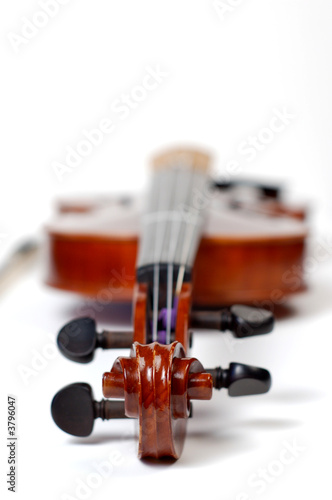 A beautiful violin on a white background.