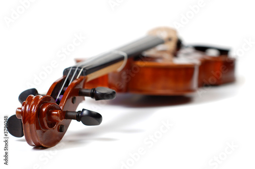 A beautiful violin on a white background.