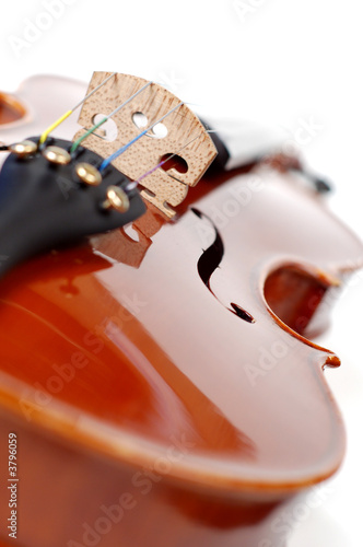 A beautiful violin on a white background.