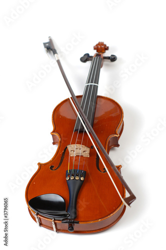 A beautiful violin on a white background.