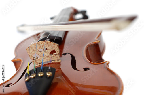 A beautiful violin on a white background.