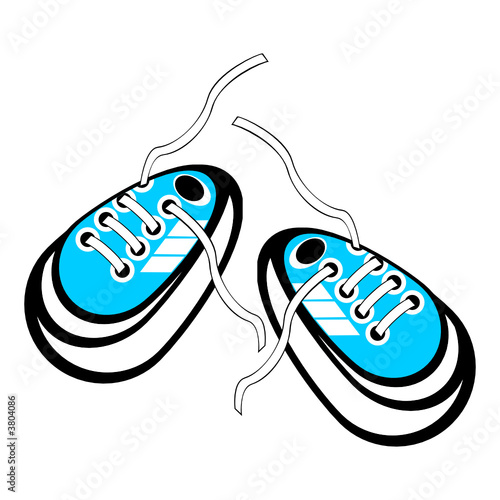 Untied sneakers. Cartoon sport shoes over white background.