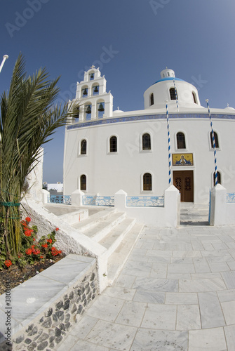 santoini greek islands greece famous church in town oia square