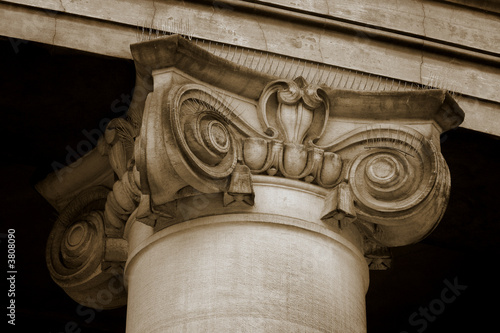 Close up of top of an ionic style column 